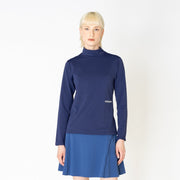 [Women's] thin mock neck - Navy
