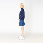 [Women's] thin mock neck - Navy
