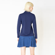 [Women's] thin mock neck - Navy
