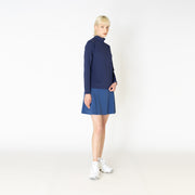 [Women's] thin mock neck - Navy
